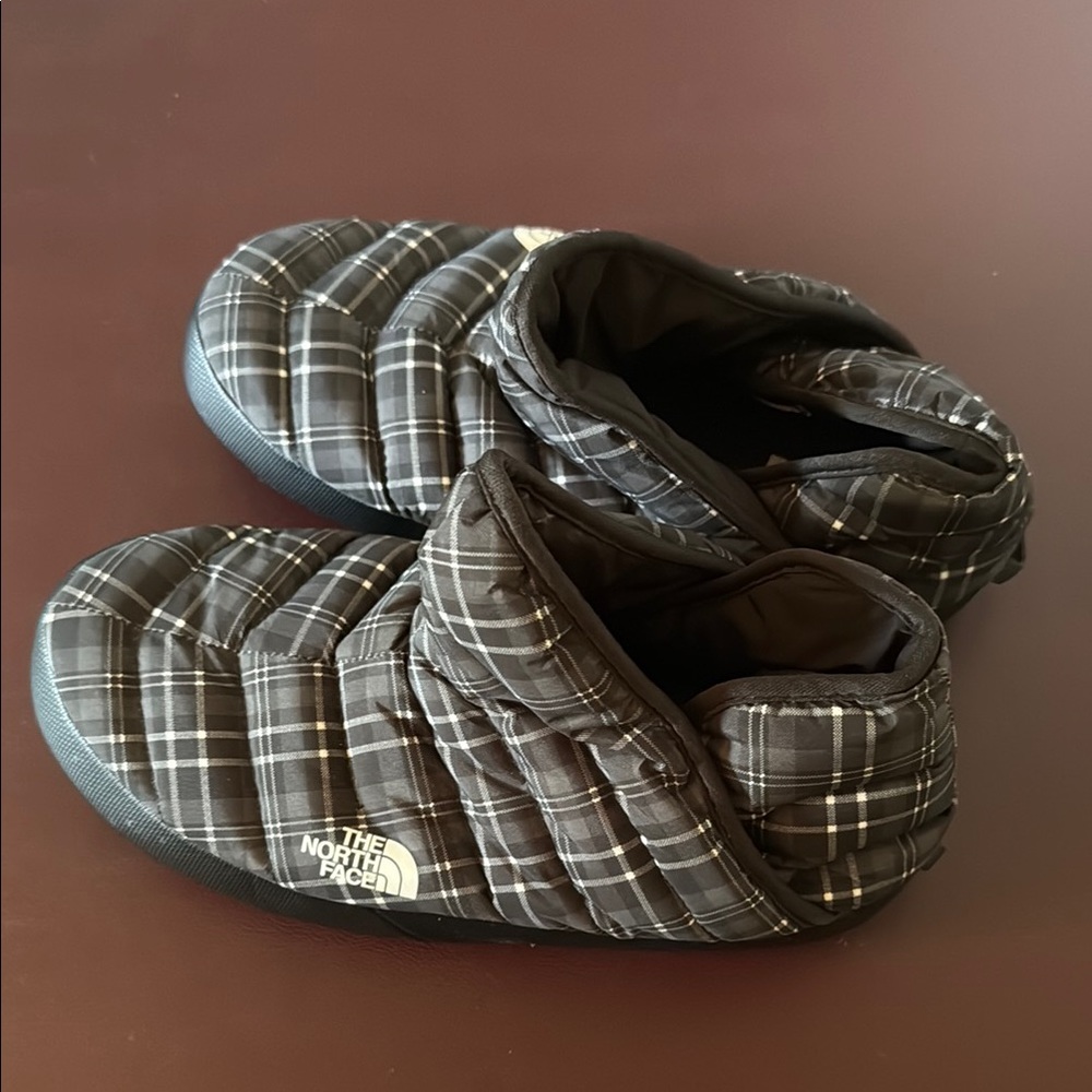 The North Face Black and White Plaid Slip-On Shoes